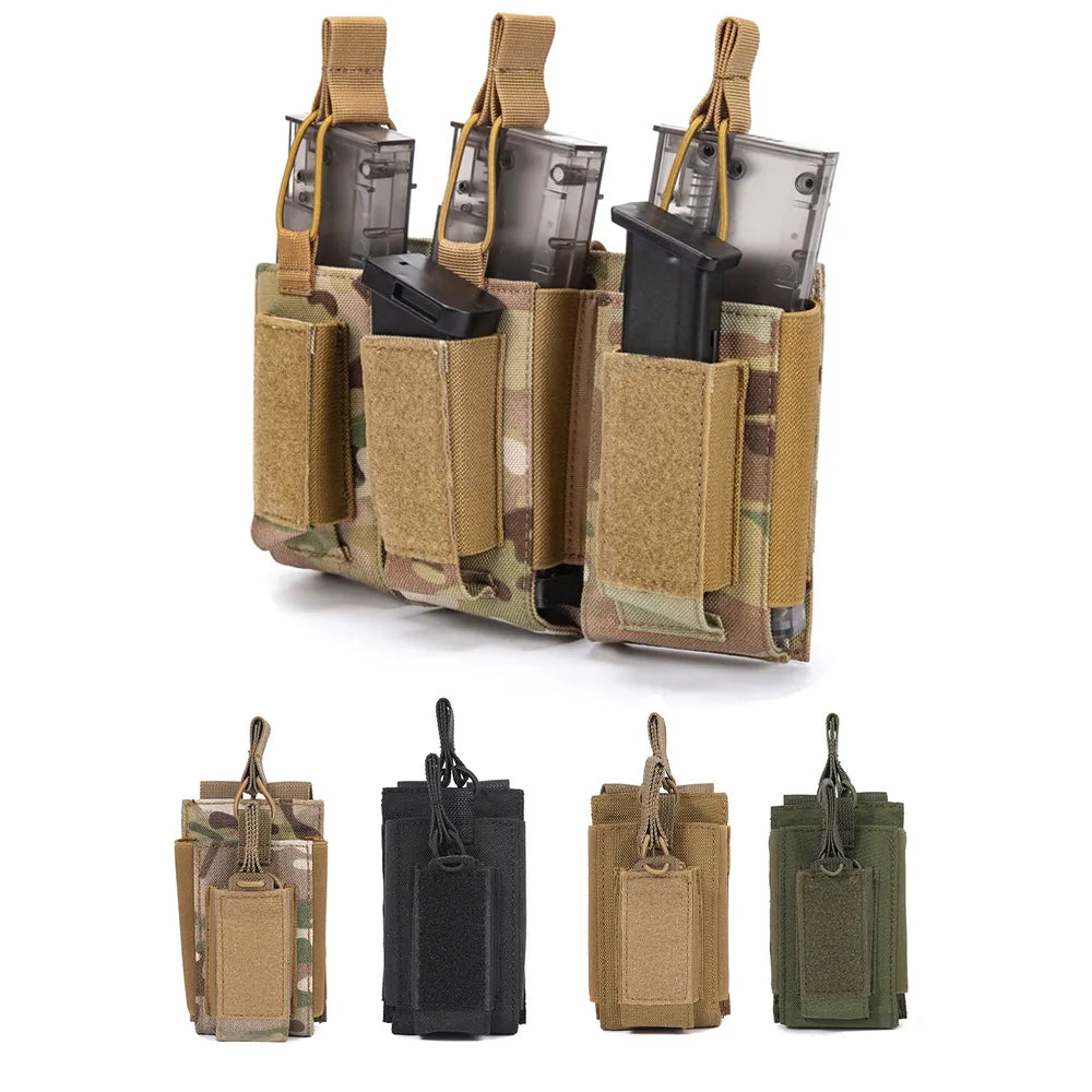 Military Tactical Edc Triple Gun Magazine Pouch Molle System Accessories